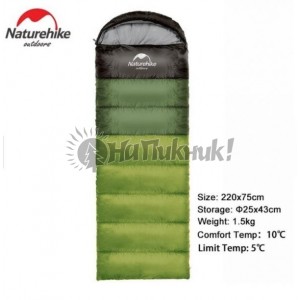 Спальный мешок с капюшоном Nature Hike U250 с фибер подкладкой (190+30)x75см зеленый
