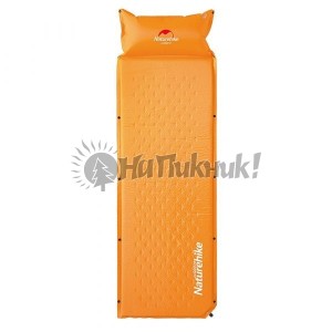 Широкий надувной коврик с подушкой Nature Hike 185х60х2,5см оранж